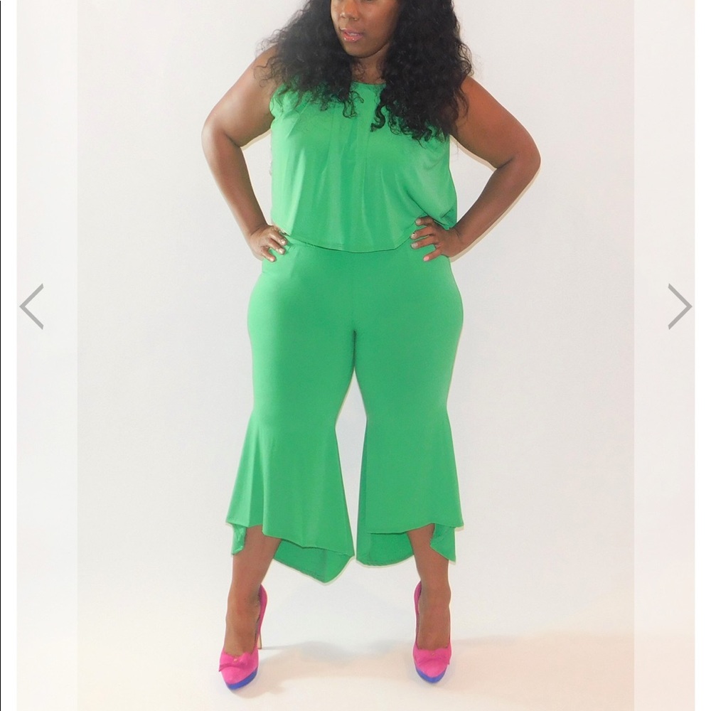 GREEN PALAZZO PANTS SET